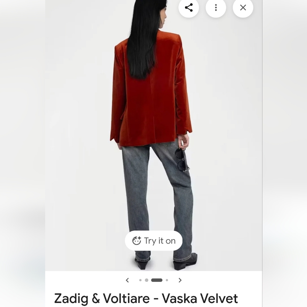Zadig & Voltaire Rust Velvet Blazer - Picture 6 of 7